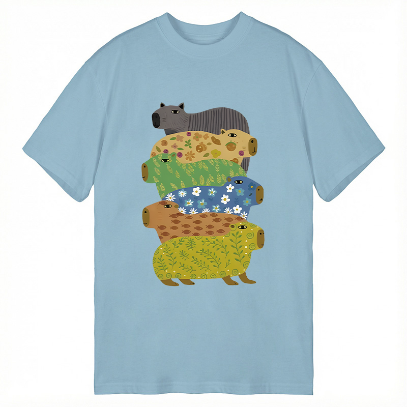 Modecanvas Colorful Capybaras DTG Printing Classic T-Shirt-modecanvas
