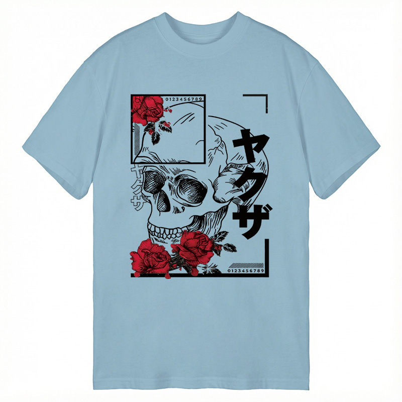 Modecanvas Skull Red Roses DTG Printing Classic T-Shirt-modecanvas