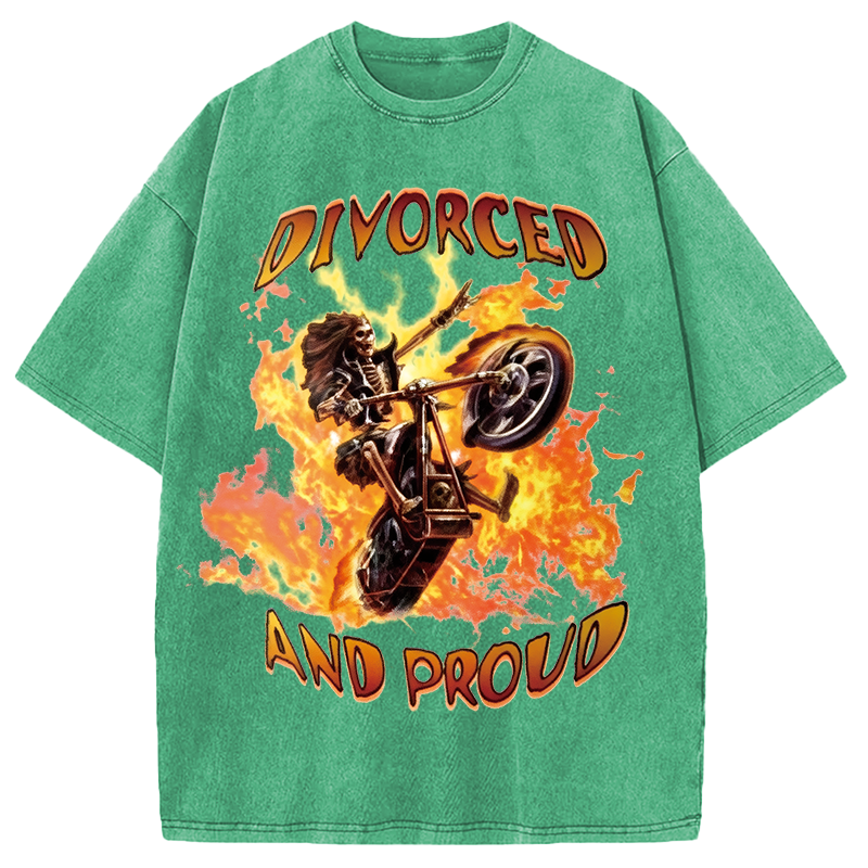 Modecanvas Divorced And Proud DTG Printing Washed T-Shirt