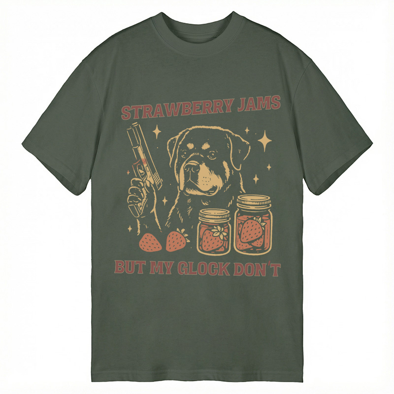 Modecanvas Strawberry Jams Dog DTG Printing Classic T-Shirt-modecanvas
