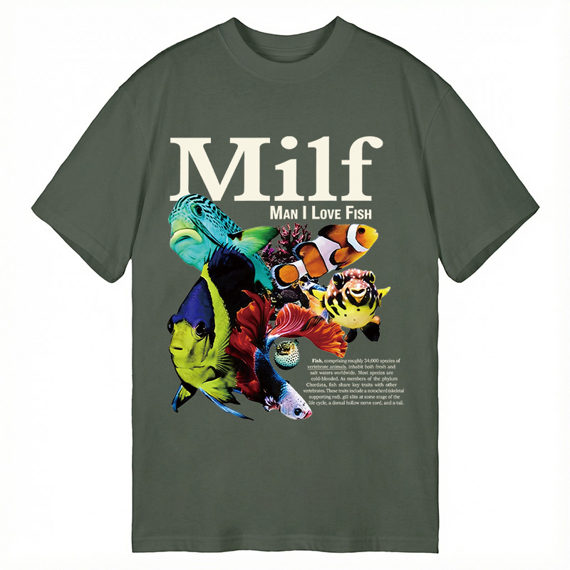 Modecanvas Man I Love Fish Vintage Meme DTG Printing Classic T-Shirt-modecanvas