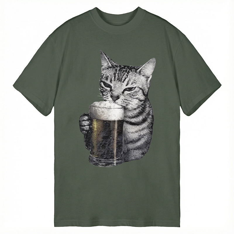 Modecanvas Cheers With The Cat DTG Printing Classic T-Shirt-modecanvas
