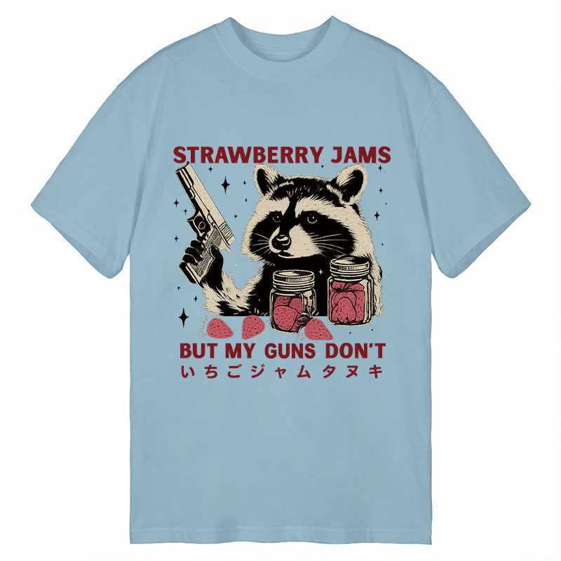 Modecanvas Strawberry Jams Funny Raccoon DTG Printing Classic T-Shirt-modecanvas