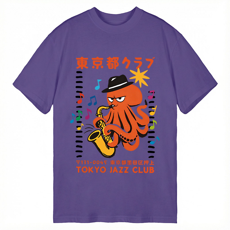 Modecanvas Japanese Octopus In Band DTG Printing Classic T-Shirt-modecanvas