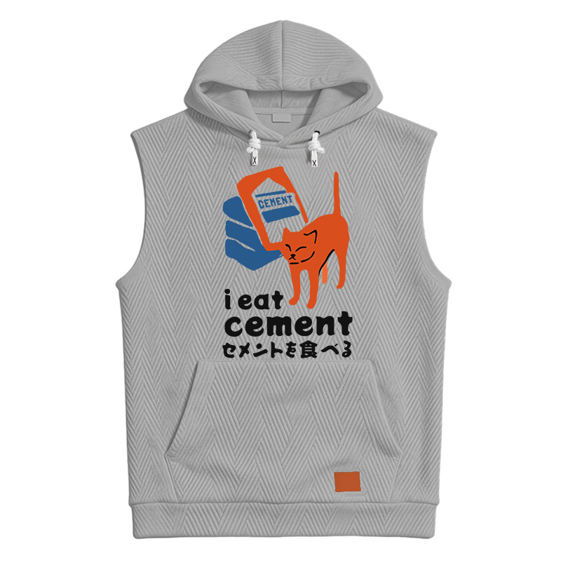 Modecanvas I Eat Cement Meme Cat Hooded Tank