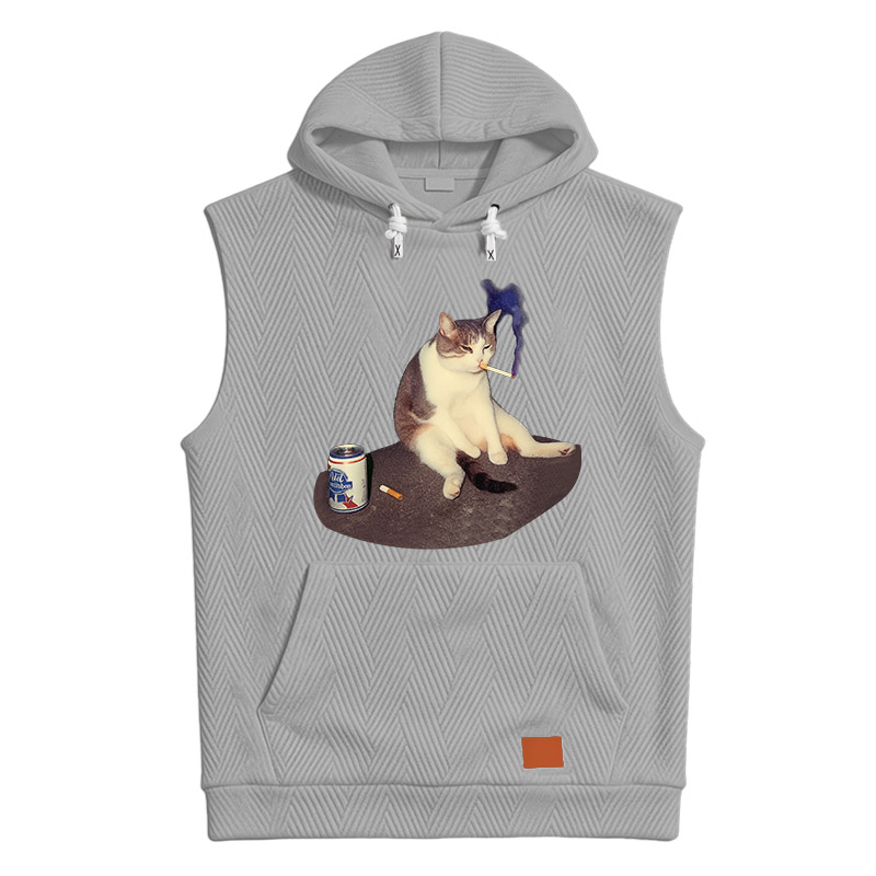 Modecanvas Custom Cat Smoking Meme Hooded Tank