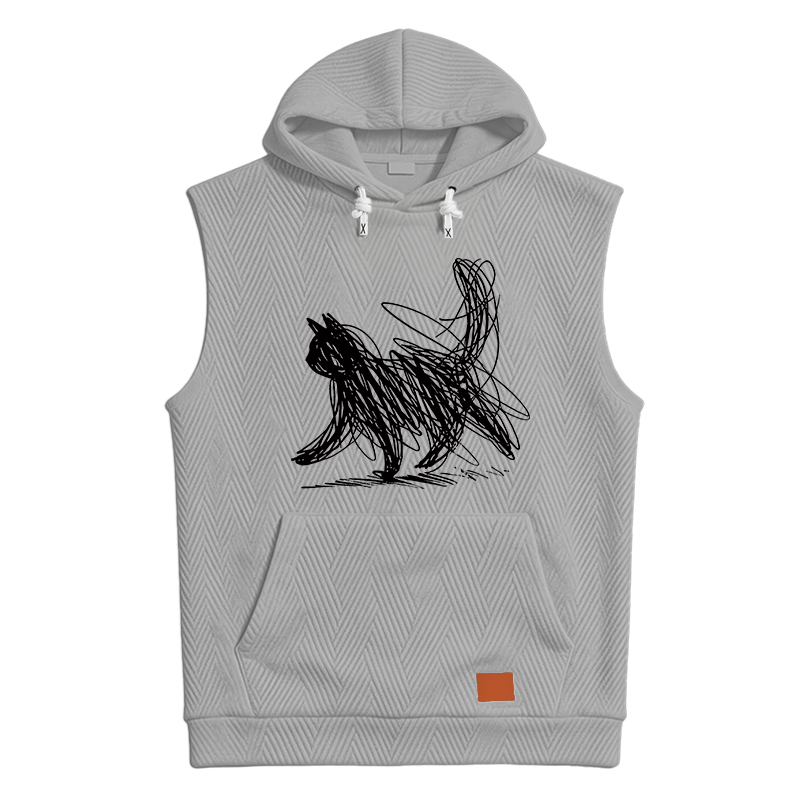 Modecanvas Minimalist Cat Art Hooded Tank