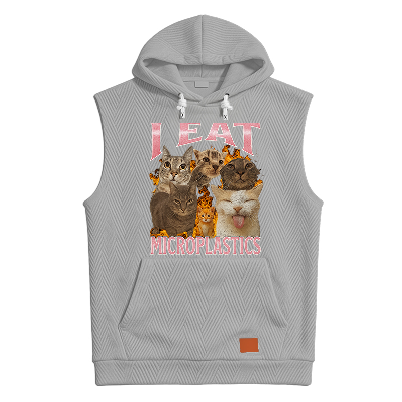 Modecanvas I Eat Microplastics Funny Cat Meme Hooded Tank