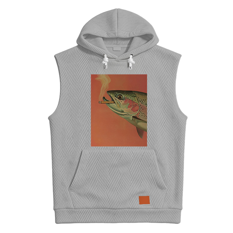 Modecanvas Trout Smoking A Cigarette Hooded Tank