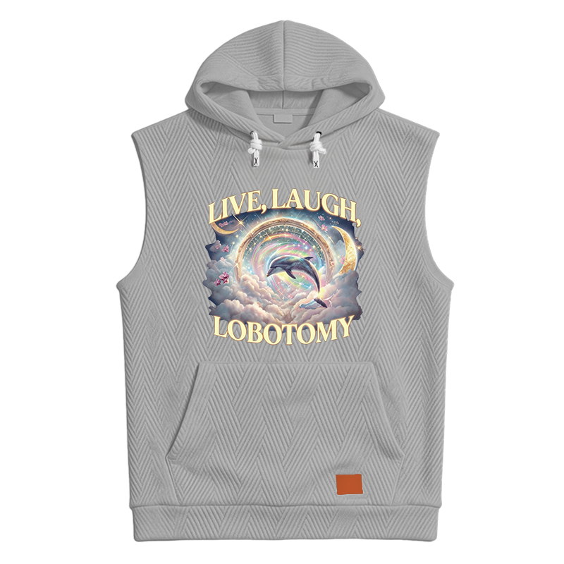Modecanvas Live Laugh Lobotomy Funny Dolphin Meme Hooded Tank
