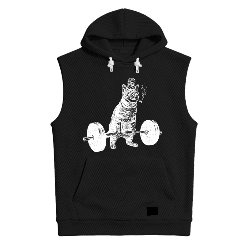 Modecanvas Funny Deadlift Cat Hooded Tank