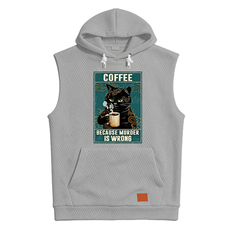 Modecanvas Cat Tattoo Coffee Because Murder Is Wrong Hooded Tank