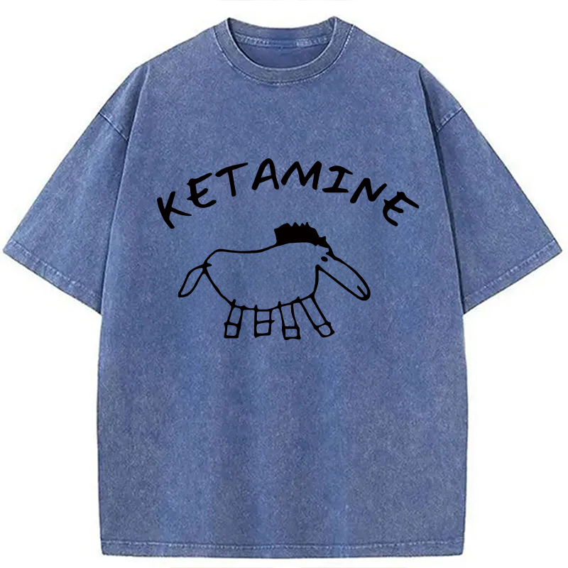 Modecanvas Ketamine Child Drawing DTG Printing Washed T-Shirt