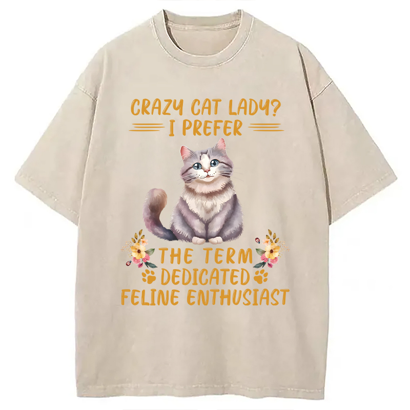 Modecanvas Funny Sarcastic Cat Lady DTG Printing Washed T-Shirt