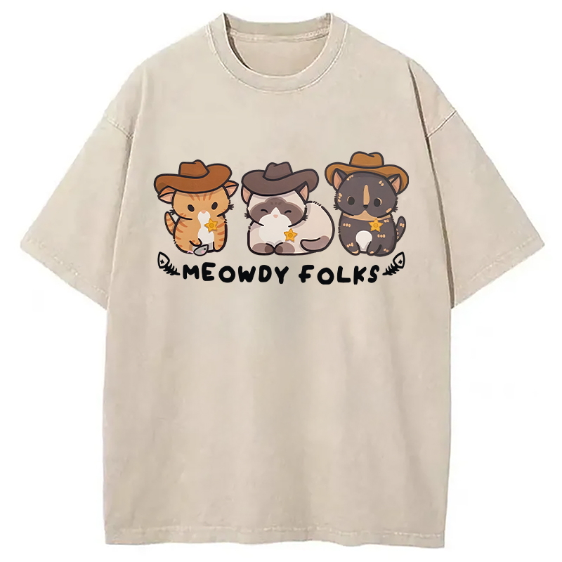 Modecanvas Meowdy Folks DTG Printing Washed T-Shirt