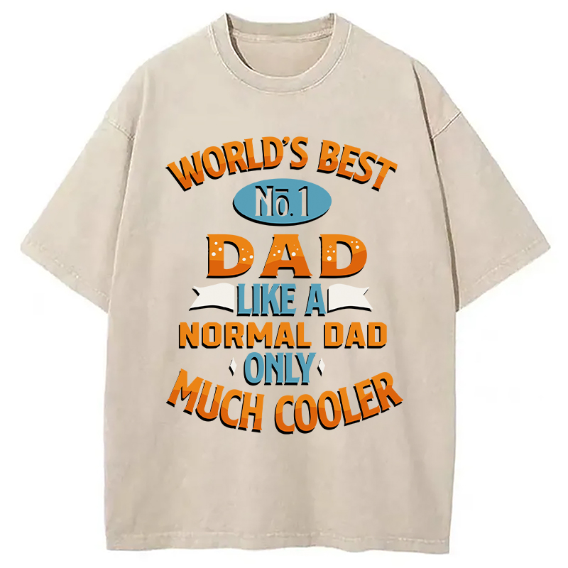 Modecanvas Worlds Best No 1 Dad DTG Printing Washed T-Shirt
