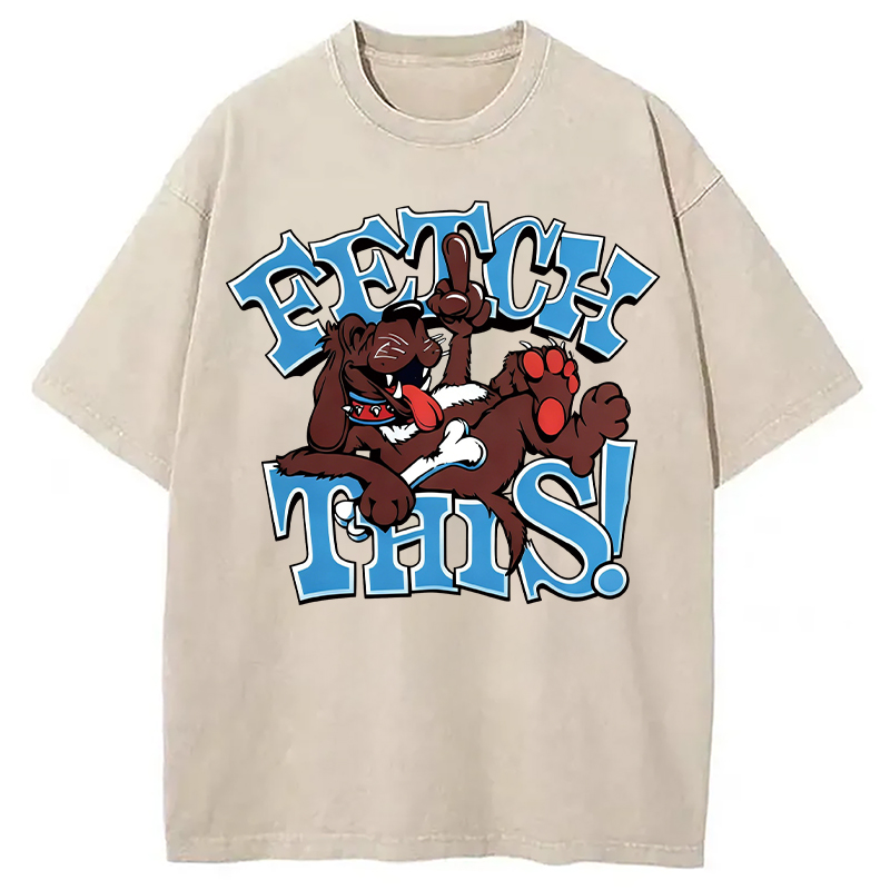 Modecanvas Vintage 90s Fetch Dog DTG Printing Washed T-Shirt