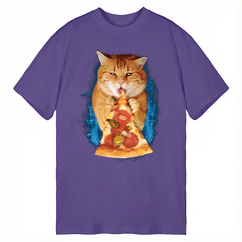 Modecanvas Pizza Cat DTG Printing Classic T-Shirt-modecanvas