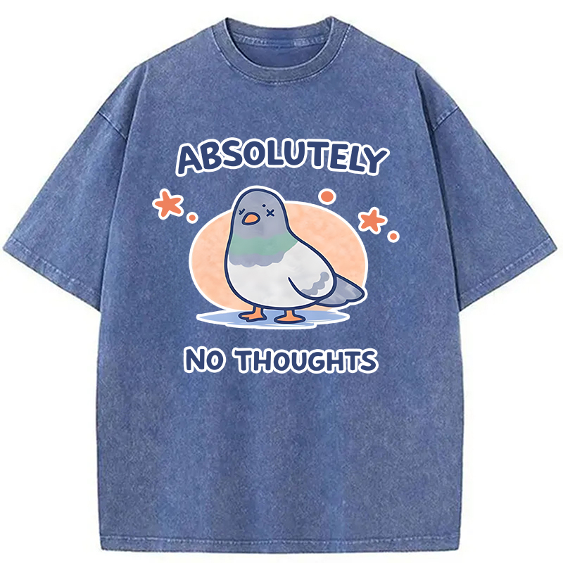 Modecanvas Absolutely No Thoughts DTG Printing Washed T-Shirt