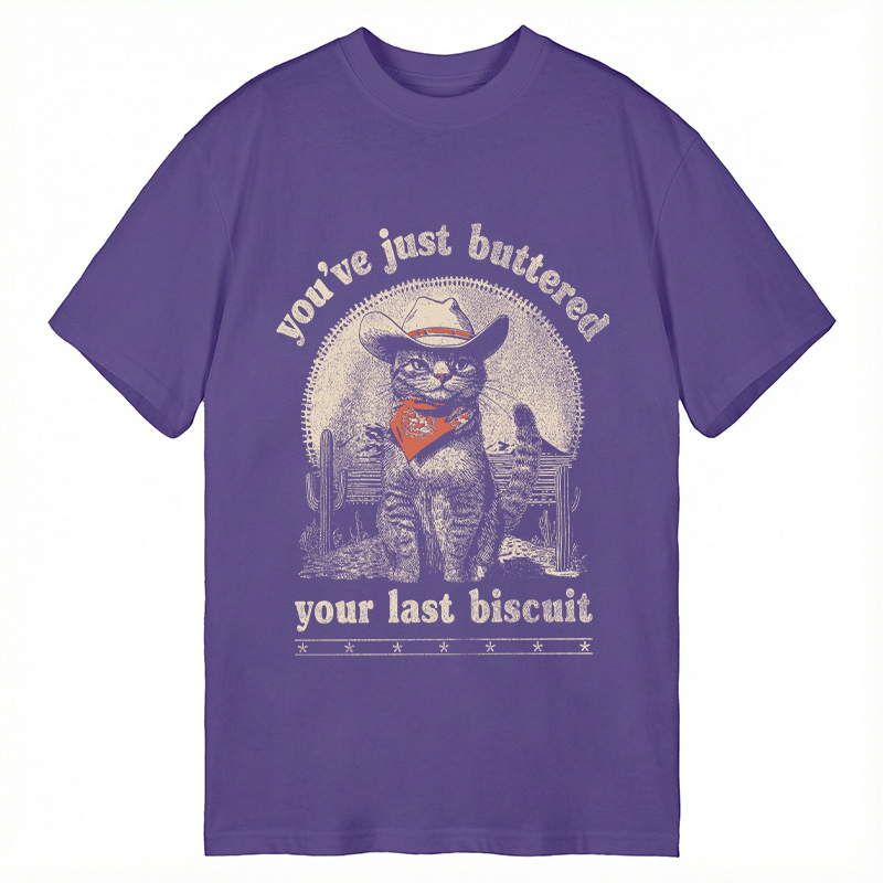 Modecanvas Western Cowboy Cat DTG Printing Classic T-Shirt-modecanvas