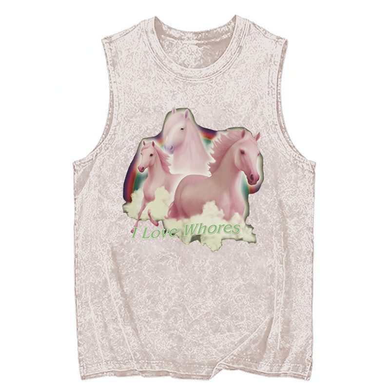 Modecanvas I Love Whores DTG Printing Washed Tank-modecanvas