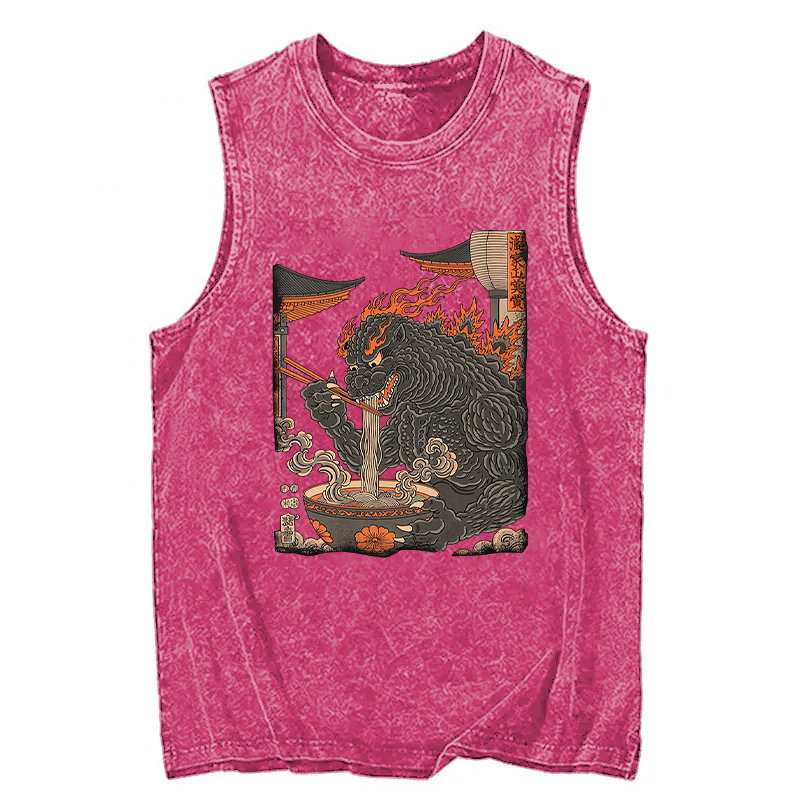 Modecanvas Vintage Monster Ramen DTG Printing Washed Tank-modecanvas