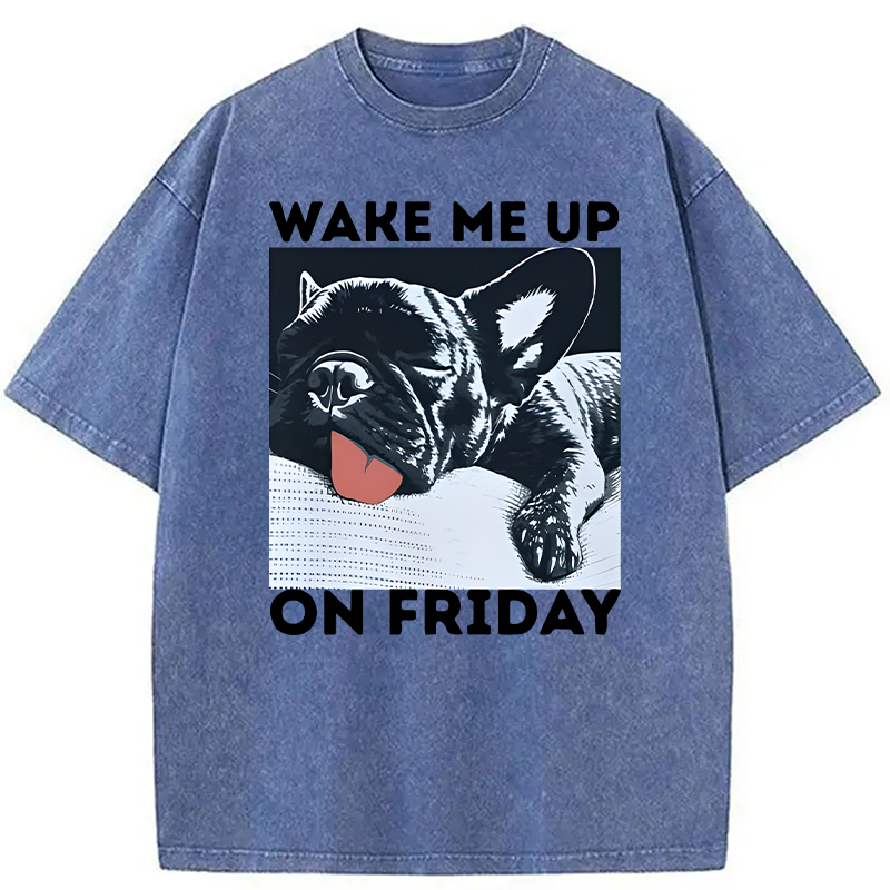 Modecanvas Wake Me Up On Friday DTG Printing Washed T-Shirt
