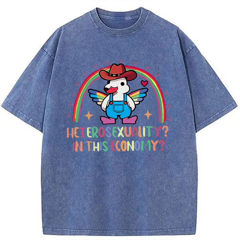 Modecanvas Duck Says No To Heteronormativity DTG Printing Washed T-Shirt