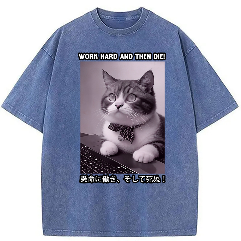 Modecanvas Work Hard And Then Die DTG Printing Washed T-Shirt