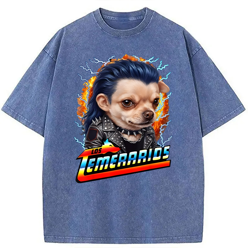 Modecanvas Los Temerarios Funny Dog Meme DTG Printing Washed T-Shirt