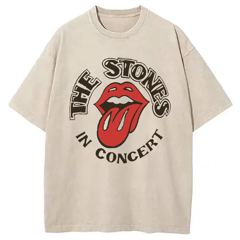 Modecanvas The Stones In Concert DTG Printing Washed T-Shirt