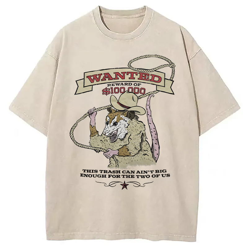 Modecanvas Wanted Cowboy Opossum DTG Printing Washed T-Shirt
