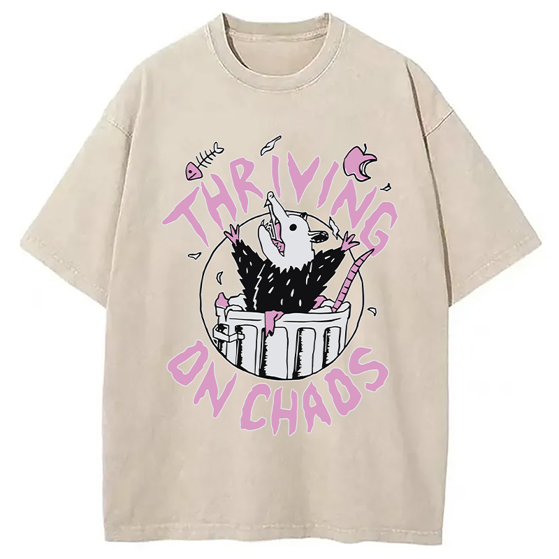 Modecanvas Thriving On Chaos Angry Possum DTG Printing Washed T-Shirt