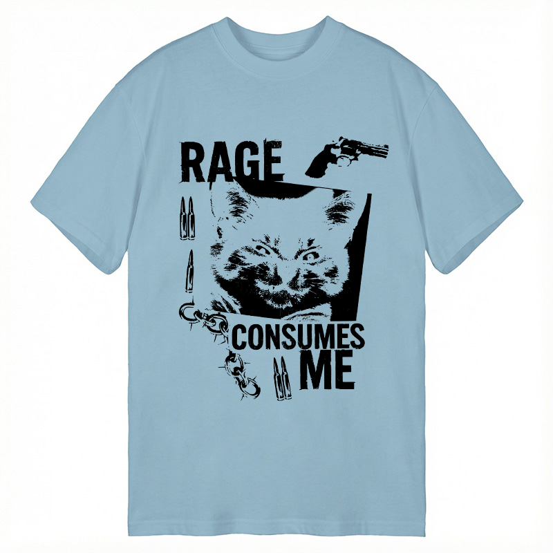 Modecanvas Rage Consumes Me Funny Cat Meme DTG Printing Classic T-Shirt-modecanvas
