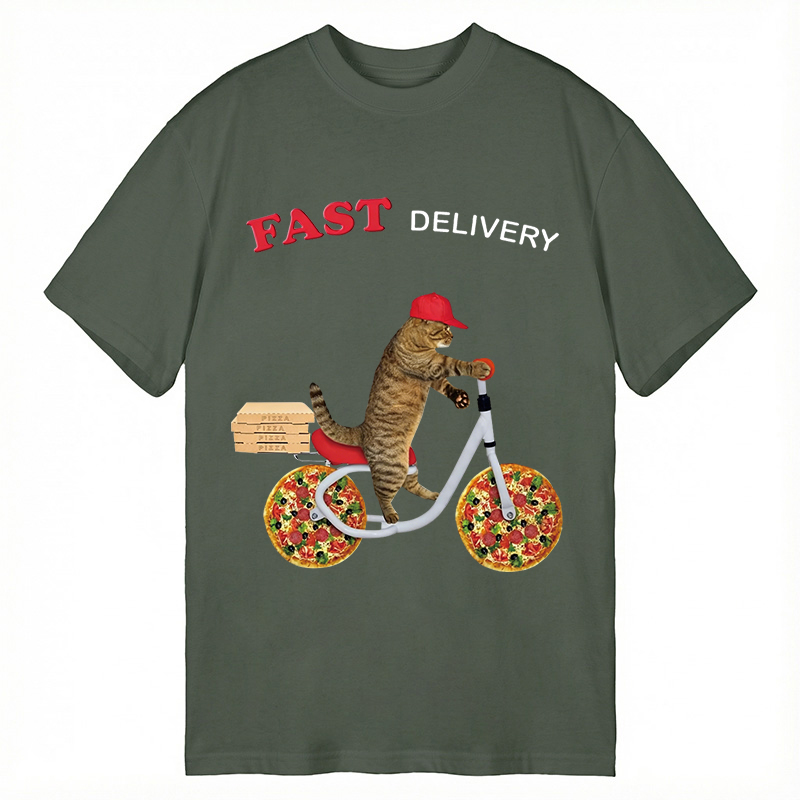 Modecanvas Cat Delivery Food DTG Printing Classic T-Shirt-modecanvas