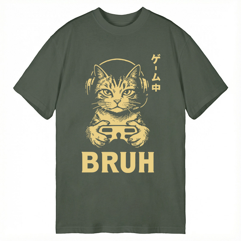 Modecanvas Bruh Gamer Cat DTG Printing Classic T-Shirt-modecanvas