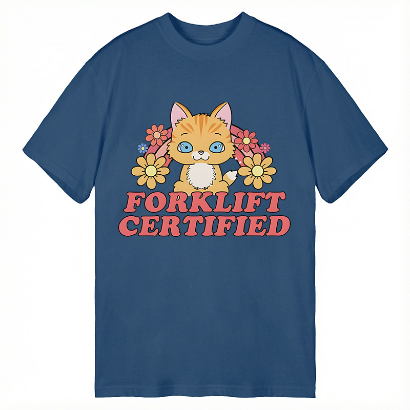 Modecanvas Forklift Certified Cat Meme DTG Printing Classic T-Shirt-modecanvas