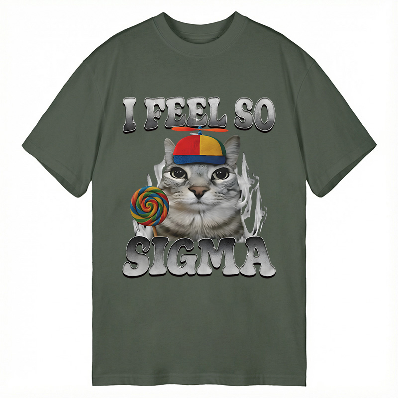 Modecanvas I Feel So Sigma Funny Cat Meme DTG Printing Classic T-Shirt-modecanvas