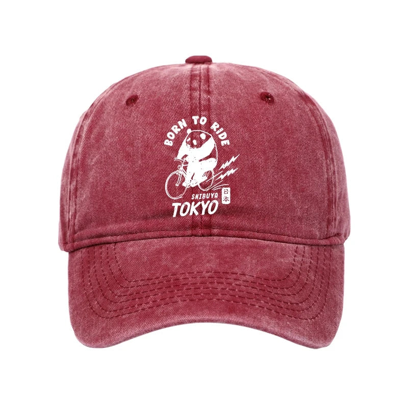 Modecanvas Pandas Ride Bicycles Washed Cap-modecanvas
