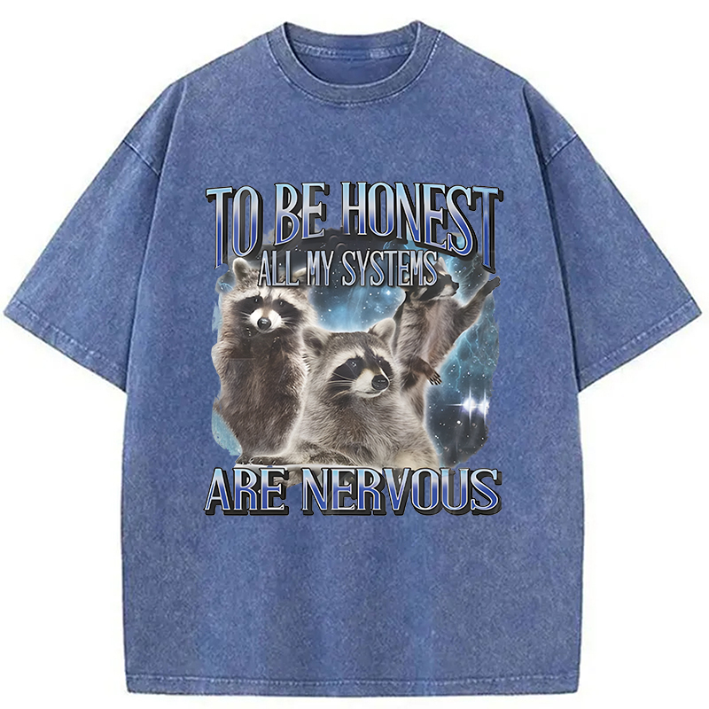 Modecanvas To Be Honest All My Systems Are Nervous DTG Printing Washed T-Shirt