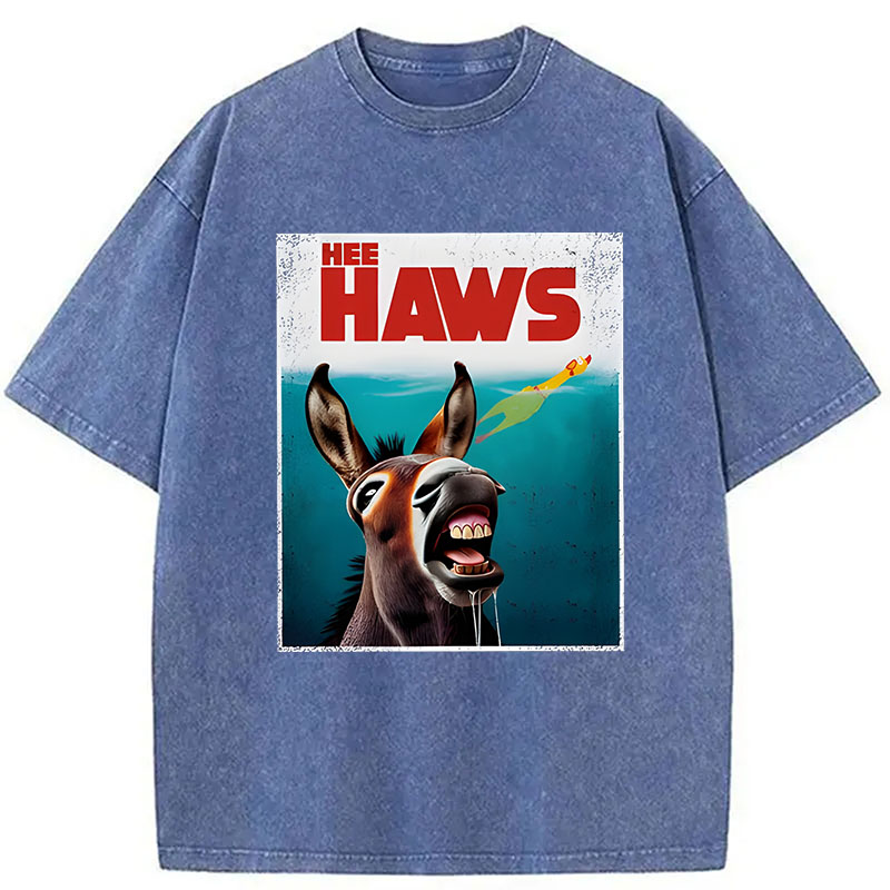 Modecanvas Funny Donkey And Rubber Chicken DTG Printing Washed T-Shirt
