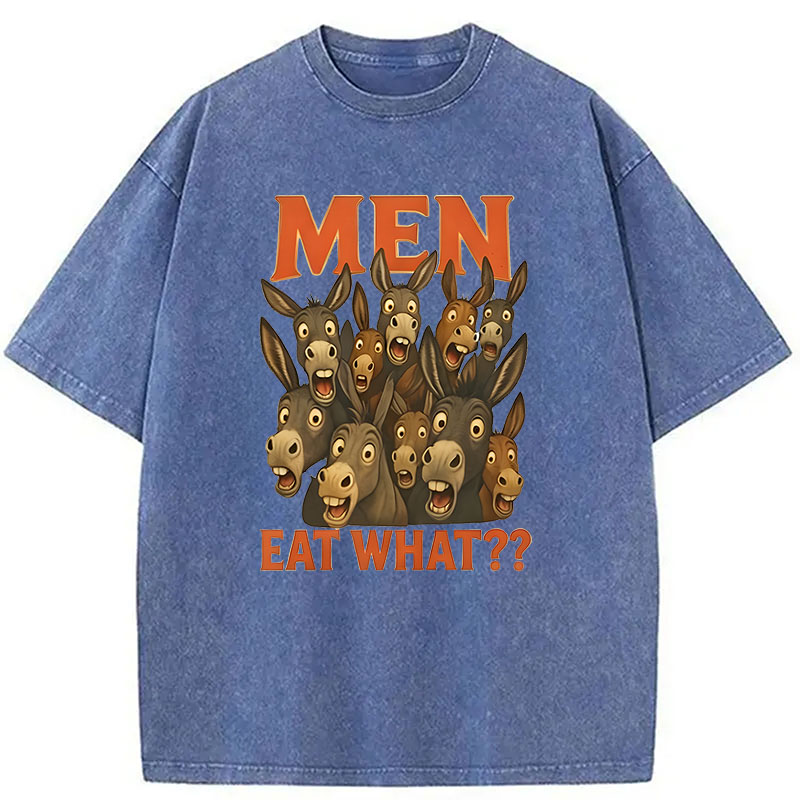 Modecanvas Men Eat What? Donkey DTG Printing Washed T-Shirt