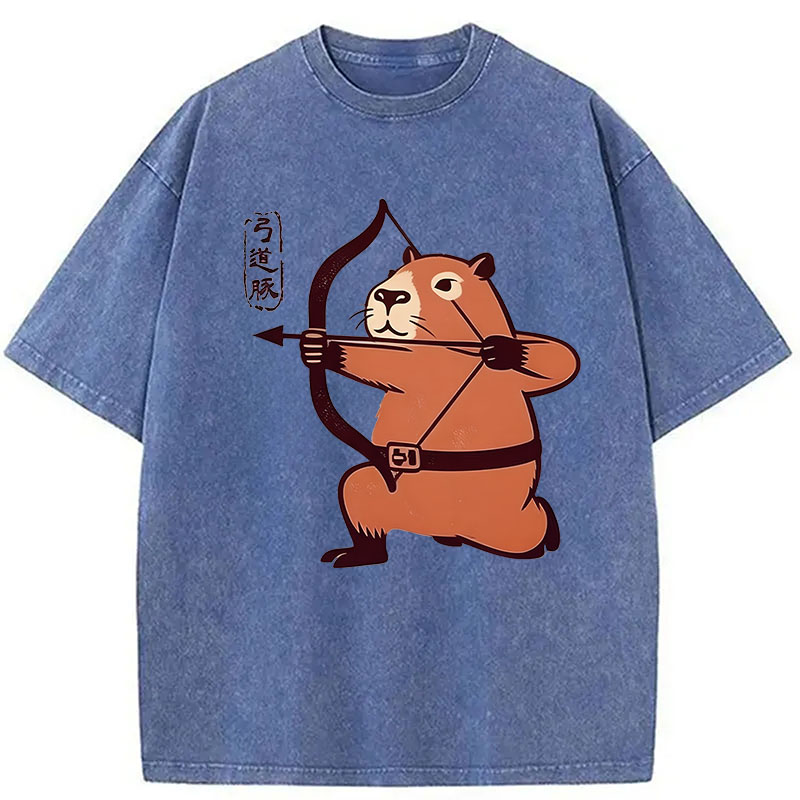 Modecanvas The Capybara Archer DTG Printing Washed T-Shirt