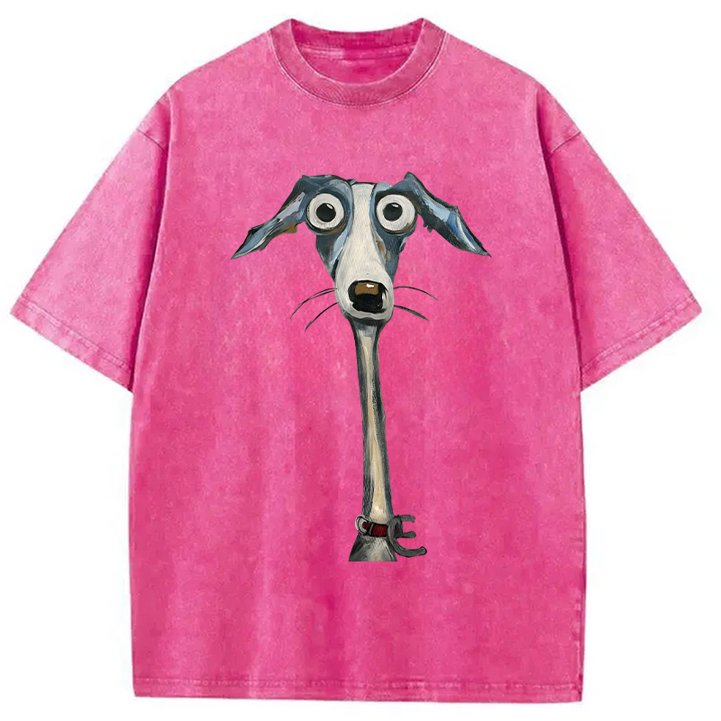 Modecanvas Funny Dog Art DTG Printing Washed T-Shirt