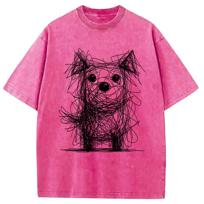 Modecanvas Scruffy Dog Chaos Art DTG Printing Washed T-Shirt