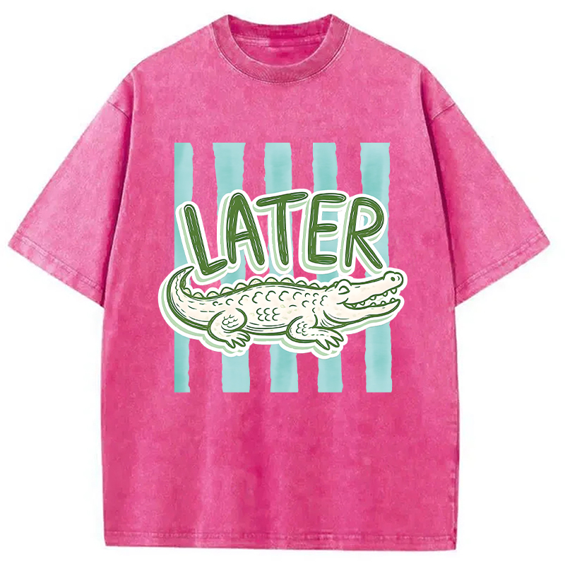 Modecanvas After While Crocodile DTG Printing Washed T-Shirt