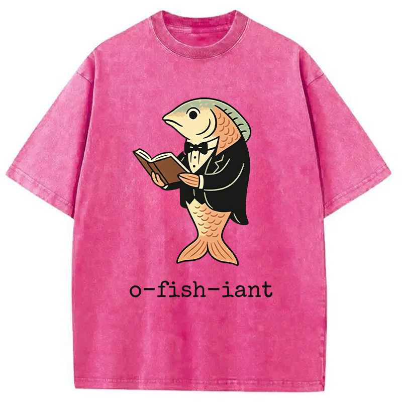 Modecanvas Fisherman O-fish-iant DTG Printing Washed T-Shirt