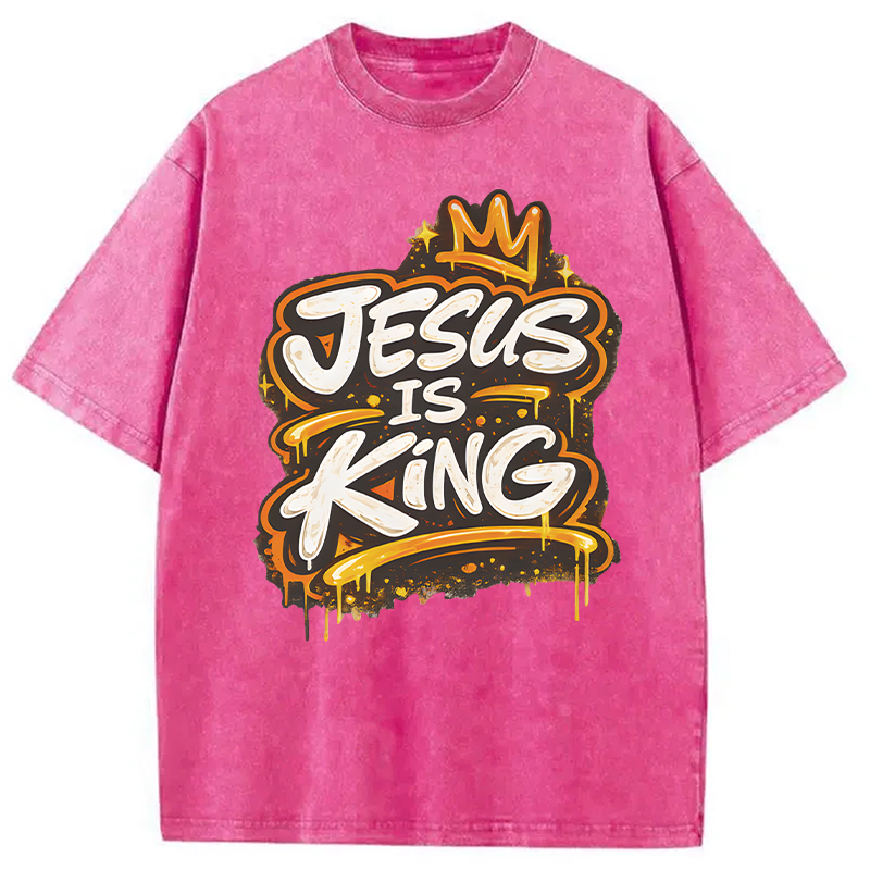 Modecanvas Jesus Is King Street DTG Printing Washed T-Shirt
