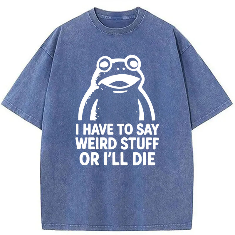 Modecanvas Weird Frog Funny Meme DTG Printing Washed T-Shirt