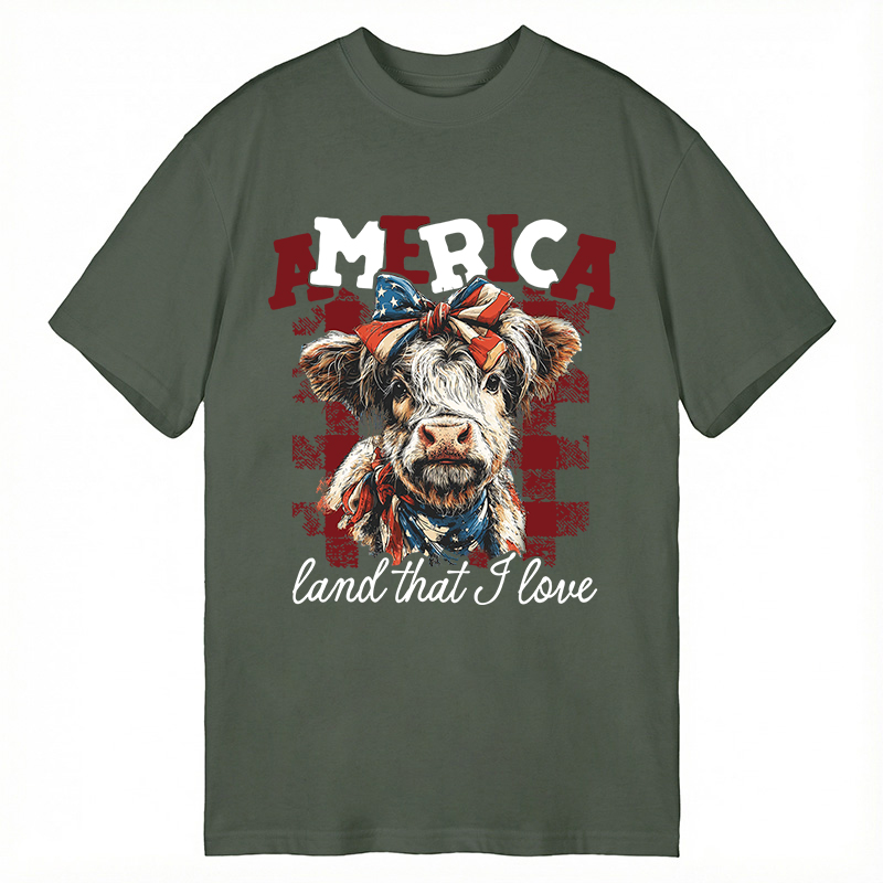 Modecanvas America Cow DTG Printing Classic T-Shirt-modecanvas